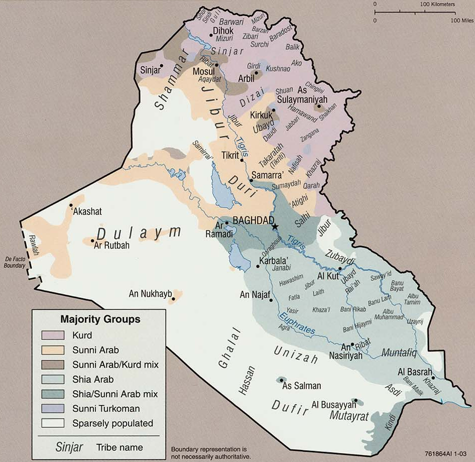 Ethnographic map of Iraq, 2003